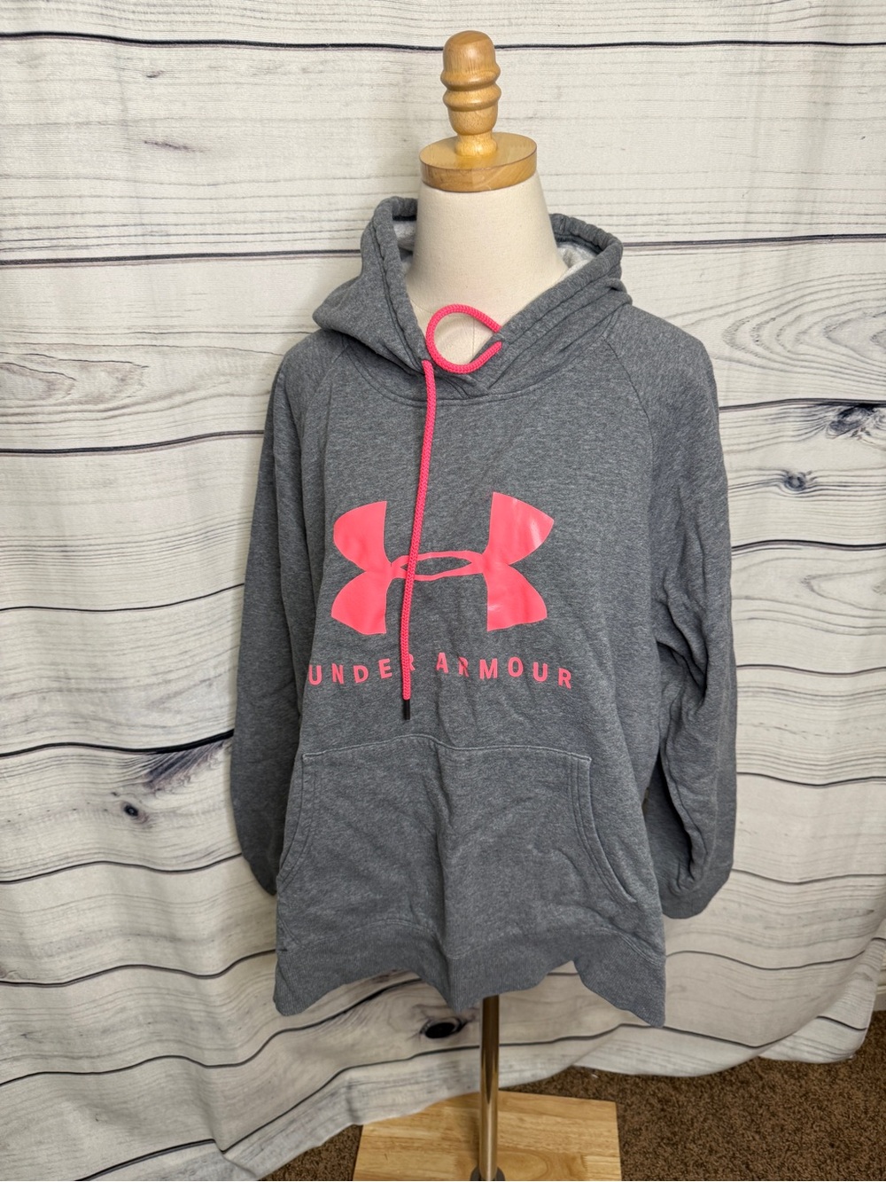 Under Armour Gray Hoodie with Pink Logo